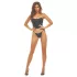 Bombshell - corset og g-streng - leopardmønster - sort - L