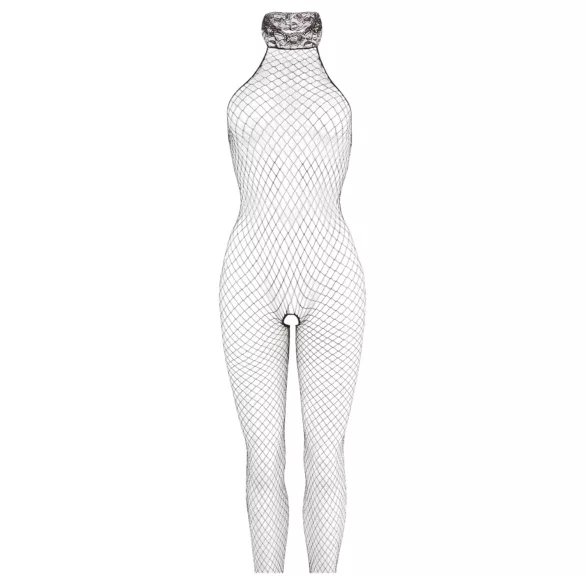 NO:XQSE - halsbånd catsuit - erotisk bodystocking - sort