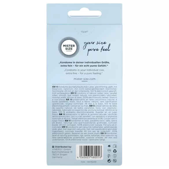 Mister Size - tynd kondom - 49mm - 10 stk