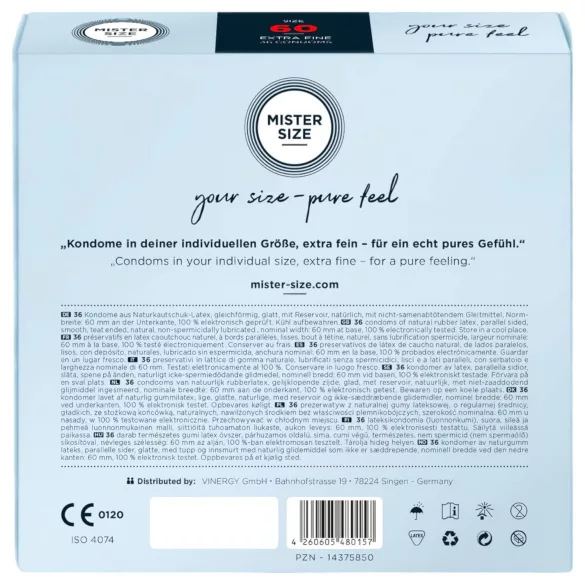 Mister Size - kondom - ekstra tynd - 60mm - 36 stk