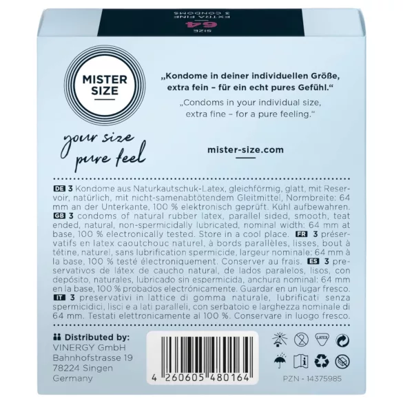 Mister Size - kondom - ekstra tynd - 64mm - 3 stk