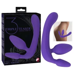 Tredobbelt - strap-on dildo uden harness - lilla
