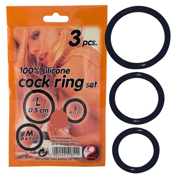 You2Toys - Silikone Penisring Sæt - Sort