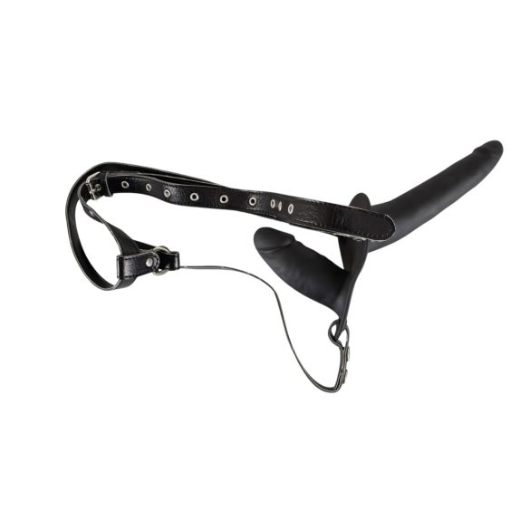 You2Toys - strap-on dildo med dobbelt silikondildo - sort