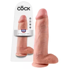 King Cock - dildo med testikler - 30 cm - natur