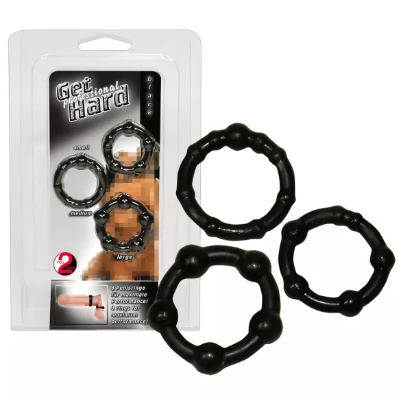 You2Toys - penisringsæt - fleksibel silikone - sort (3 stk)