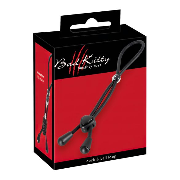 Bad Kitty - Silikone Penis- & Kuglering (Sort)