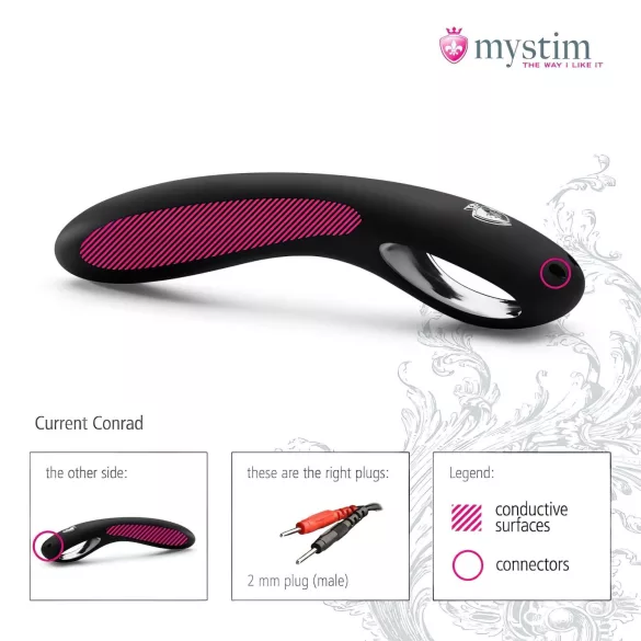 mystim Current Conrad - elektro dildo - silikone