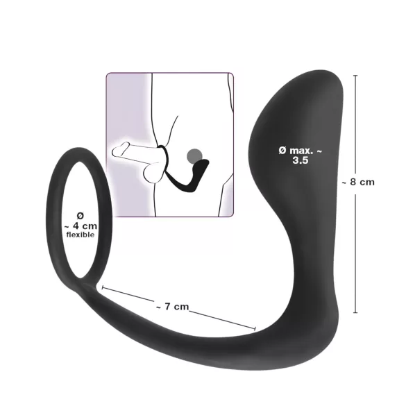 Black Velvets - analplug med penisring - sort
