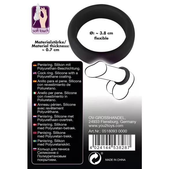 Black Velvets - penisring - tykvægget - 3,8 cm - sort