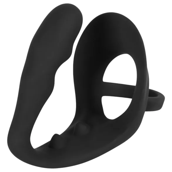Black Velvets - analdildo med penisring og kuglering - sort