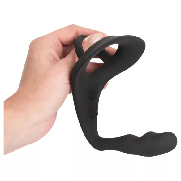 Black Velvets - analdildo med penisring og kuglering - sort