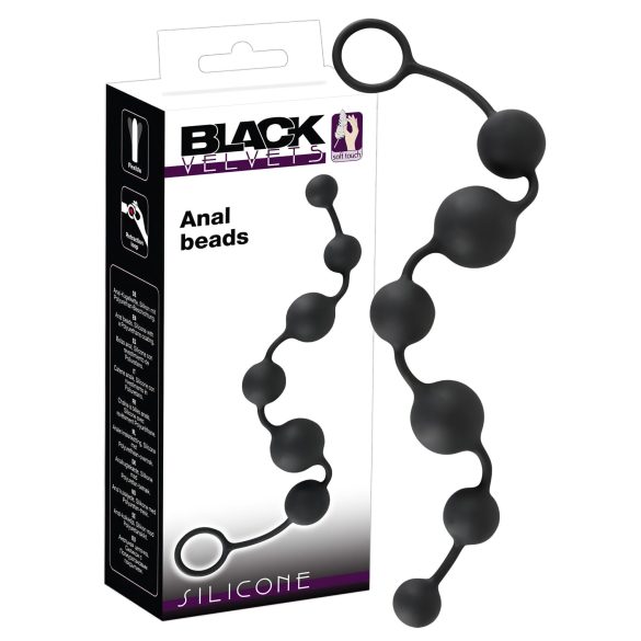 Black Velvet - 6-perlens anal dildo (sort)