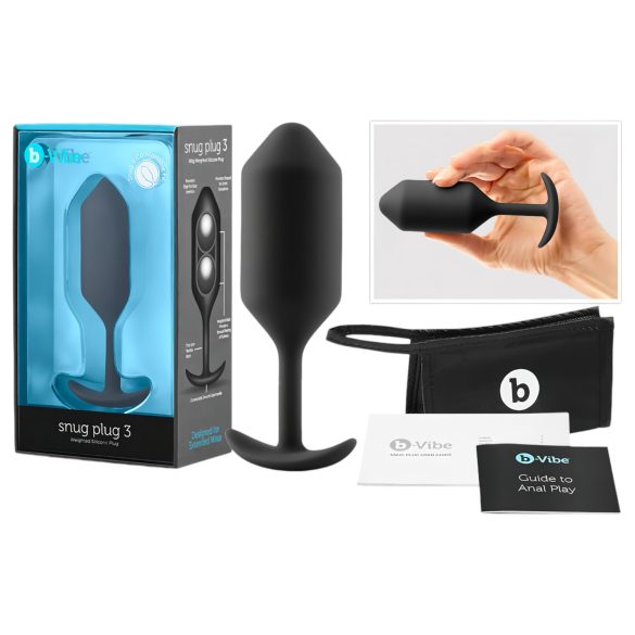 b-vibe Snug Plug 3 - dobbelt analkugle (180g) - sort