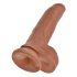 King Cock 9 med kugler, dildo (23 cm) - brun