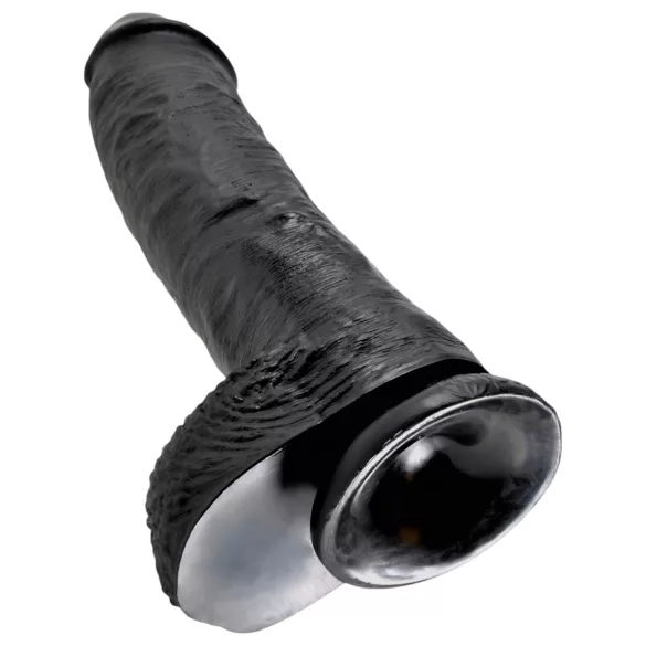 King Cock - realistisk dildo med testikler - 25 cm - sort