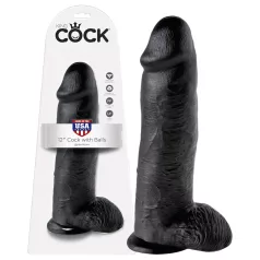 King Cock - realistisk dildo med testikler - 30 cm - sort