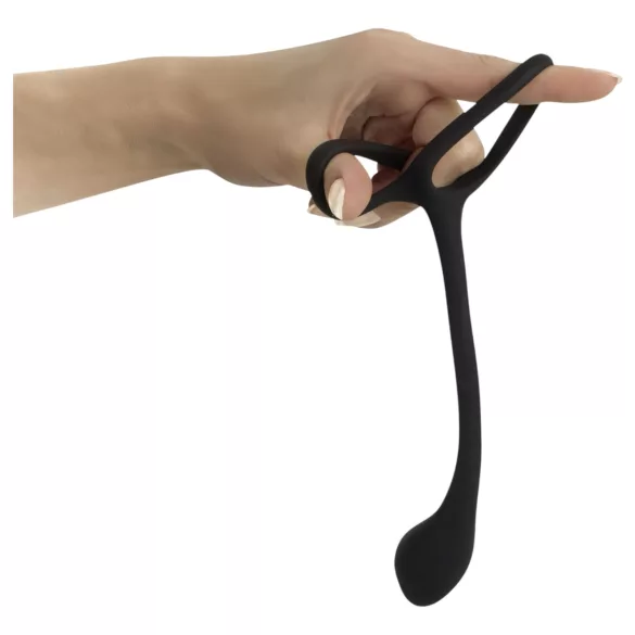 Black Velvets - analdildo med penisring og kuglering - sort