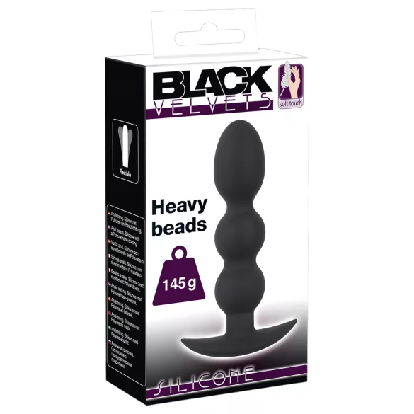 Black Velvets Heavy - kugleformet anal plug på 145 g (sort)