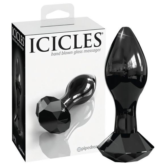 "Icicles No. 78 - kegleformet glas anal plug (sort)"