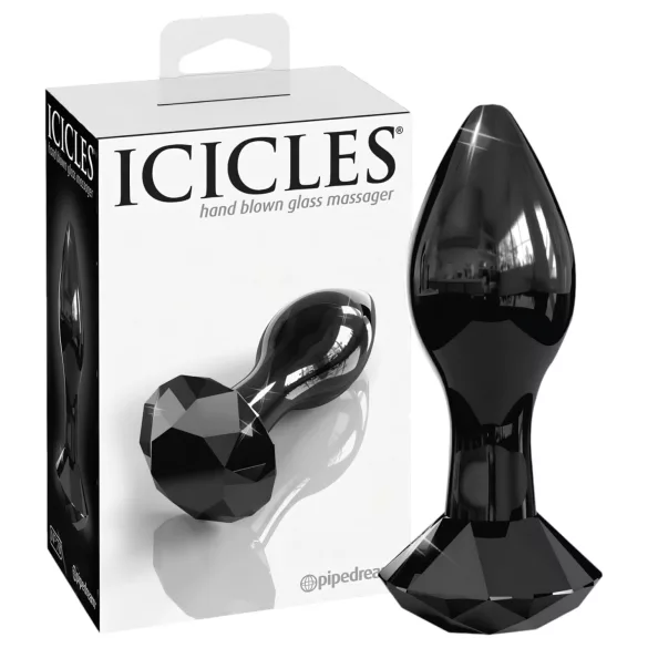 Icicles No. 78 - konisk analplug i glas (sort)