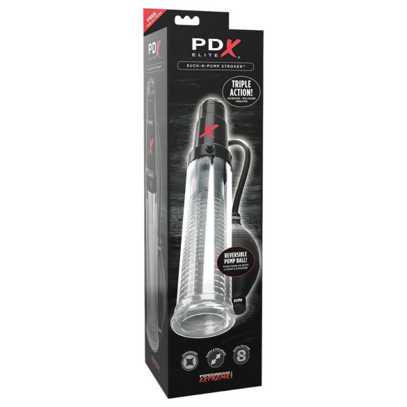 PDX Elite - 2i1 - Penispumpe og Masturbator i ét (gennemsigtig)
