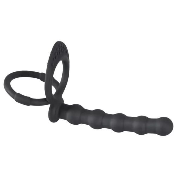 Black Velvets - penisring med analdildo - sort