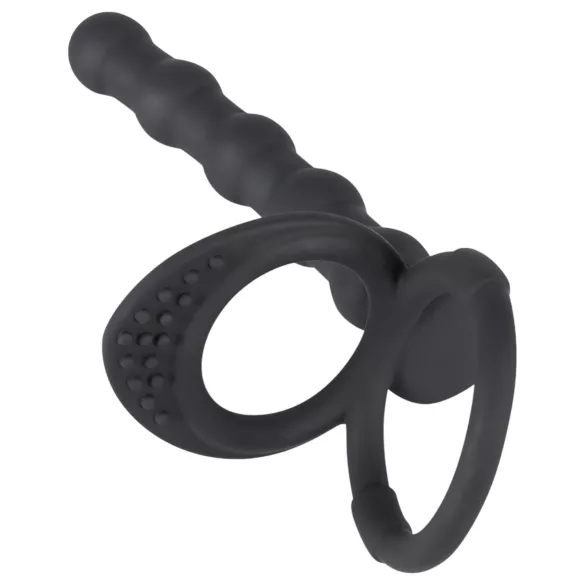 Black Velvets - penisring med analdildo - sort