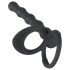 Sort Velvet - Glans- og penisring med analdildo (sort)