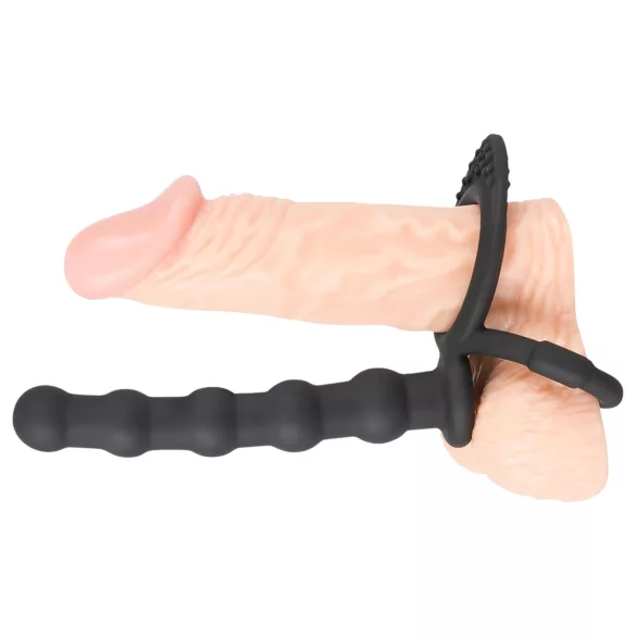 Black Velvets - penisring med analdildo - sort