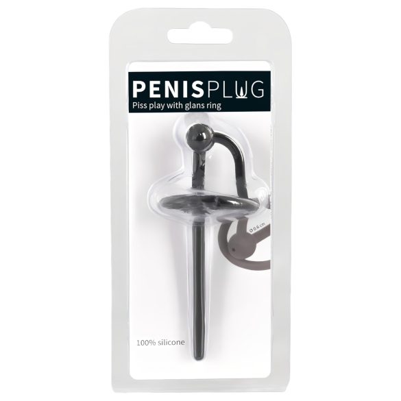 Hul plug - silikon glansring med hul urinrørsstav (sort)