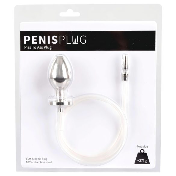 Piss to Ass Plug - analplug med hul og urinrørsudvider - silikone