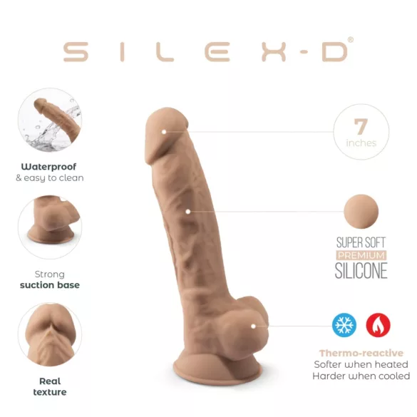 Silexd 7 - dildo med sugekop - realistisk - 17,5cm - naturfarve