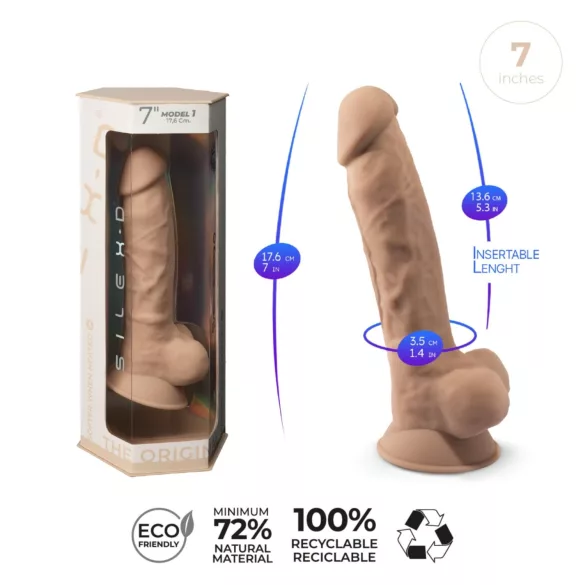 Silexd 7 - dildo med sugekop - realistisk - 17,5cm - naturfarve
