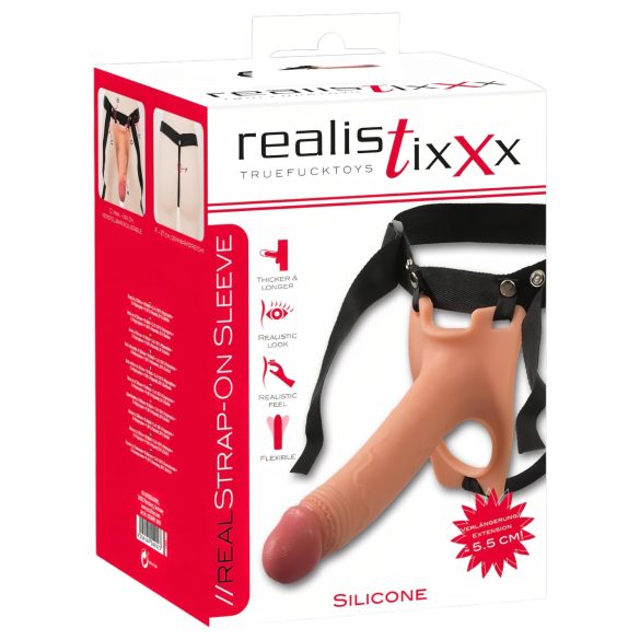 Realistixxx Strap-on - hul dildo med hulrum (naturlig)