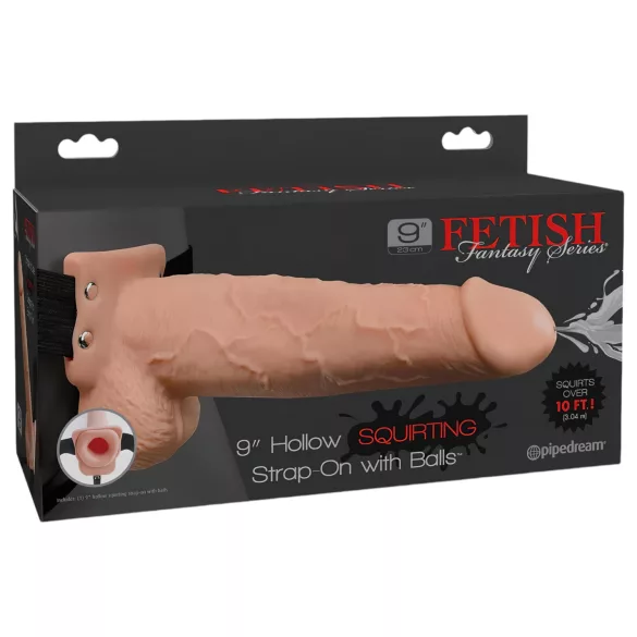 Fetish Strap-On 9 - strap-on hul dildo med sprøjtefunktion - natur