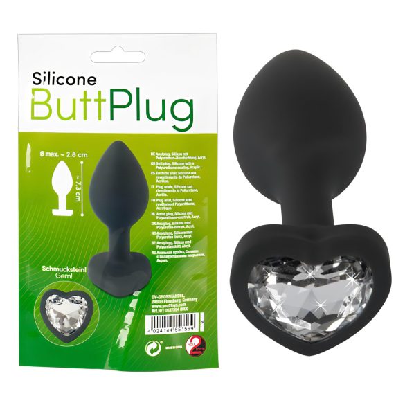 You2Toys Butt Plug - sort anal plug med hvid sten