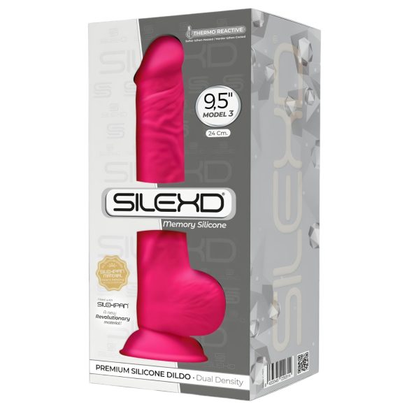 Silexd 9,5 - sugekop dildo med kugler - 24 cm (pink)