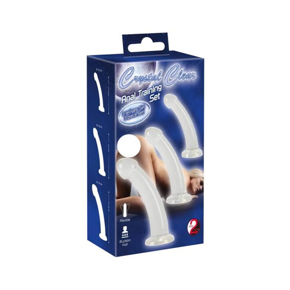 Crystal Clear - glans anale dildo sæt - 3 dele (gennemsigtig)
