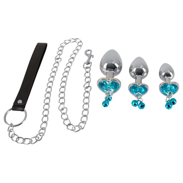 You2Toys - Anal Plug Sæt - inkl. snor (sølv)