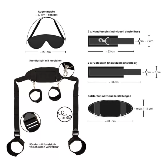 Bad Kitty - hals-håndled-fod manchetter - sort