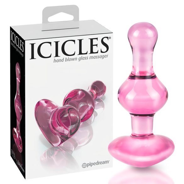 Icicles No. 75 - Hjerteformet, glas anal plug (pink)