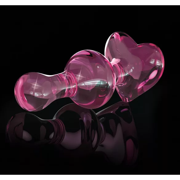 Icicles No. 75 - analplug i glas med hjerte - pink