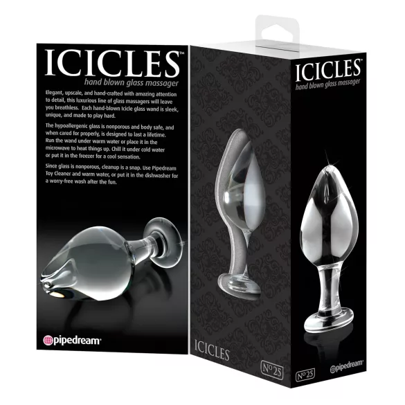 Icicles No. 25 - analplug - konisk form - glas - gennemsigtig
