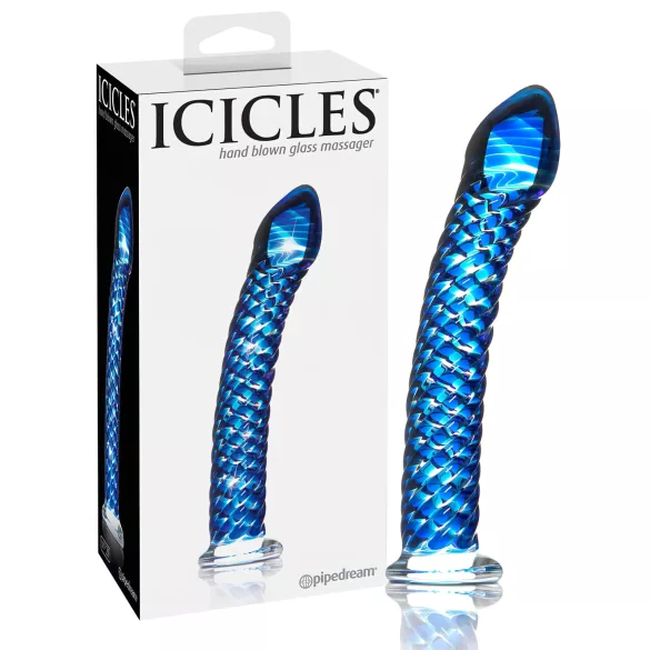 Icicles No. 29 - spiral glasdildo - penisformet - blå