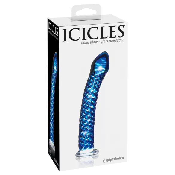 Icicles No. 29 - spiral glasdildo - penisformet - blå