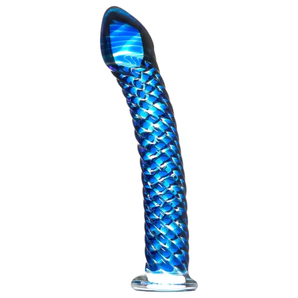 Icicles No. 29 - spiral glasdildo - penisformet - blå