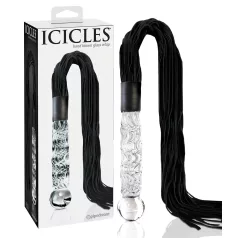 Icicles No. 38 - glasdildo og læderpisk - transparent/sort