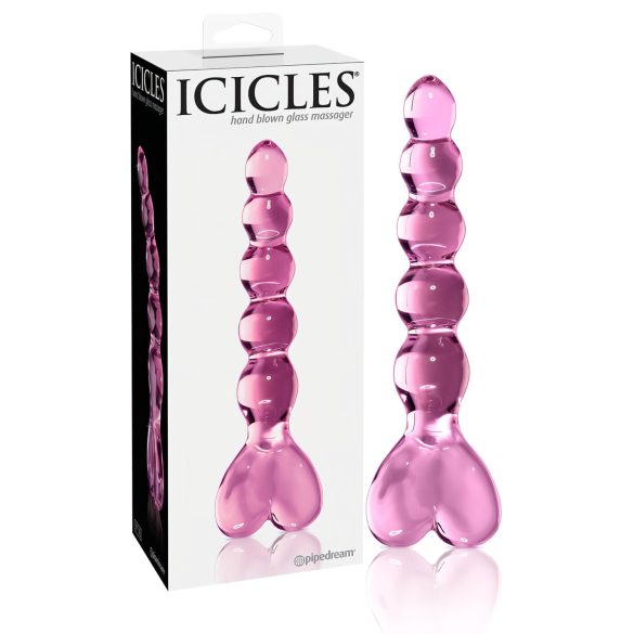 Icicles No. 43 - perlebesat, hjerteglasdildo (pink)