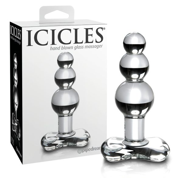 Icicles No. 47 - tredobbelt perle glas anal plug (gennemsigtig)